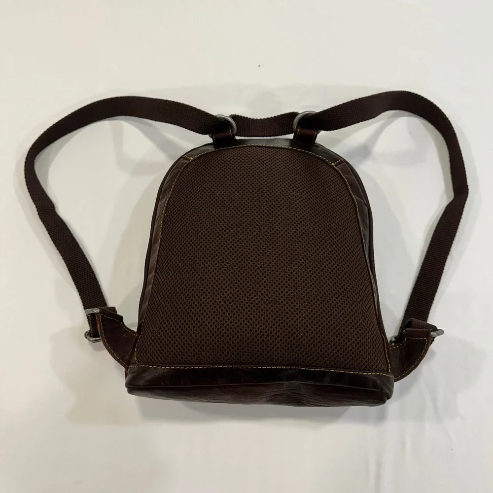Jack Georges Leather Sling Backpack Mens Womens‎ Brown Multi-Pocket Professional